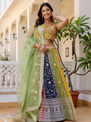 Beautiful Multi Color Georgette Sequins Sangeet Wear Lehenga Choli - Ethnic Plus In