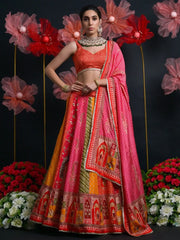 Beautiful Multi - Color Zari Weaving Silk Designer Lehenga Choli - Ethnic Plus In