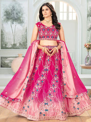 Beautiful Pink Chinon Sequins Embroidered Lehenga Choli With Dupatta - Ethnic Plus In
