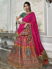 Bewitching Multi Color Embroidered Silk Wedding Lehenga Choli - Ethnic Plus In