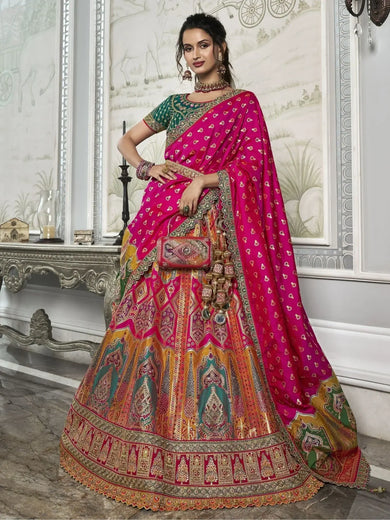 Bewitching Multi Color Embroidered Silk Wedding Lehenga Choli - Ethnic Plus In