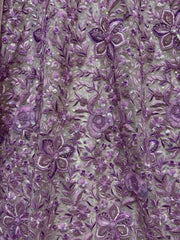 Bewitching Purple Multi - Thread Work Net Wedding Lehenga Choli - Ethnic Plus In