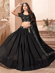 Captivating Black Georgette Party Wear Lehenga Choli With Dupatta