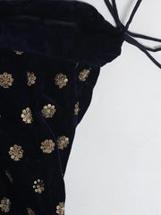 Navy Blue & Pink Embroidered Semi-Stitched Myntra Wedding Lehenga & Unstitched Blouse with Dupatta