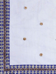 Blue & Golden Semi-Stitched Myntra Party Wer Lehenga & Unstitched Blouse with Dupatta