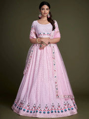 Wonderful Blush Pink Sequined Georgette Bridesmaid Lehenga Choli
