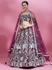 Breathtaking Wine Sequins Soft Net Function Wear Lehenga Choli - Ethnic Plus In