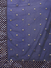 Navy Blue Embroidered Semi-Stitched Myntra Lehenga & Unstitched Blouse with Dupatta