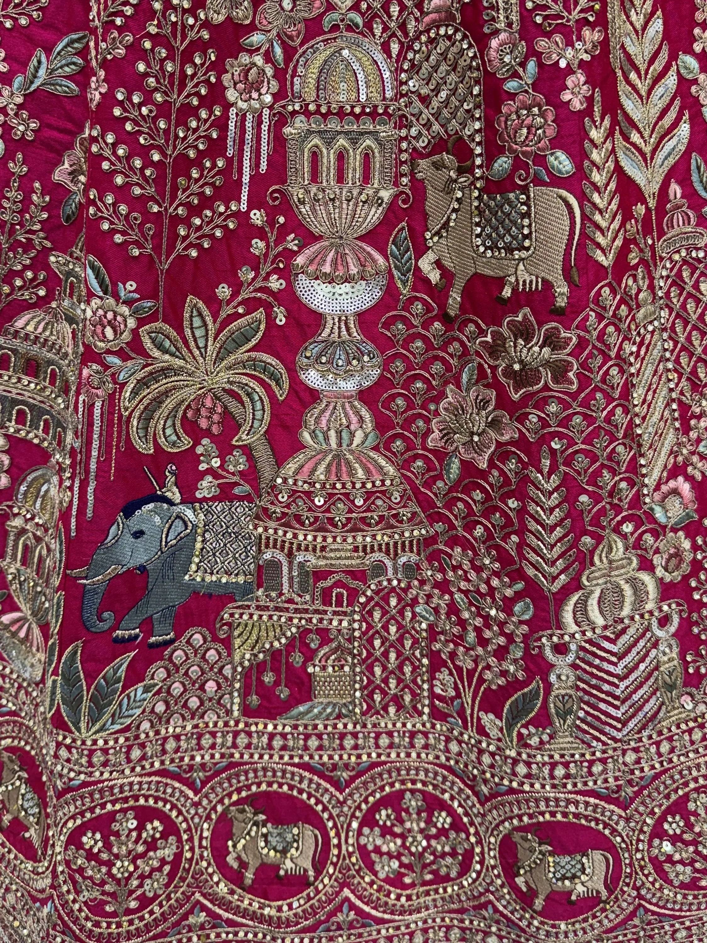 Elegant Pink Embroidered Silk Bridal Lehenga Choli With Double Dupatta
