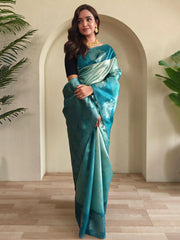 Captivating Sky Blue Traditional Silk Weaving Saree with Blouse - Ethnic Plus In