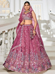 Charming Mauve Thread Embroidered Bridesmaids Lehenga Choli - Ethnic Plus In