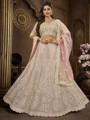Charming Peach Sequins Net Bridesmaid Lehenga Choli With Dupatta - Ethnic Plus In