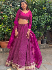 Charming Purple Leheriya Printed Georgette Festival Wear Lehenga Choli - Ethnic Plus In