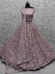 Charming Rose Pink Zari Embroidered Net Designer Lehenga Choli - Ethnic Plus In