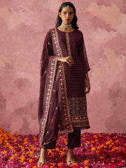 Charming Wine Beads Work Georgette Festival Wear Pant Suit