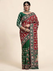 Mesmerizing Red Heavy Embroidery Silk Bridal Saree With Blouse