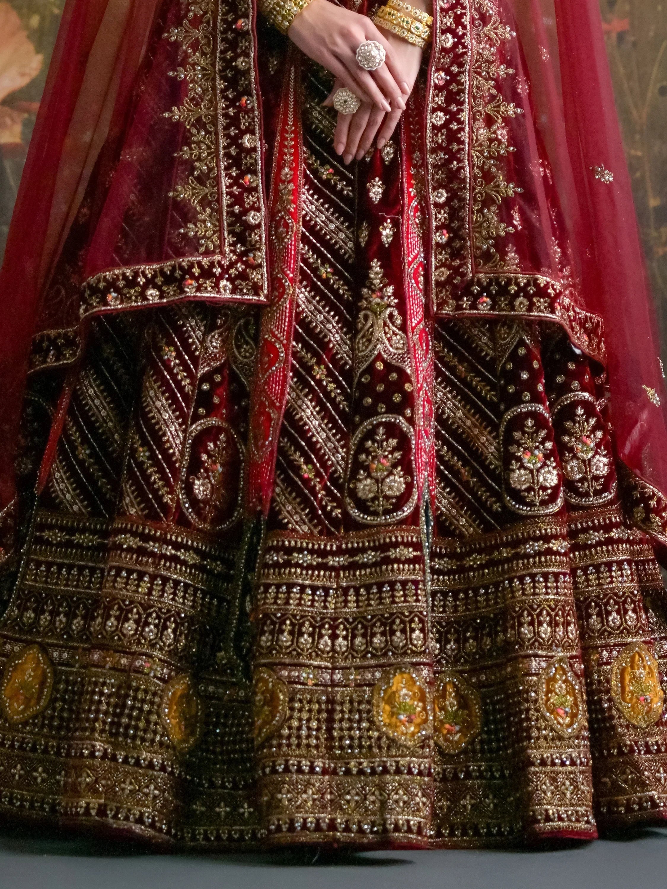 Cute Maroon Velvet Bridal Wear Lehenga Choli With Double Dupatta - Ethnic Plus In