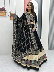 Dreamy Black Cotton Thread Embroidered Lehenga Choli - Ethnic Plus In