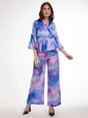 Amazing Multi-Color Shibori Printed Satin Party Wear Co-Ord Set