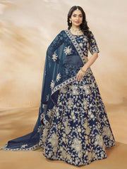 Enchanting Blue Color Embroidered Silk Event Wear Lehenga Choli - Ethnic Plus In