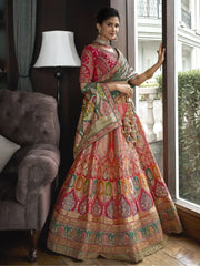 Enchanting Multi Color Embroidered Silk Wedding Lehenga Choli - Ethnic Plus In
