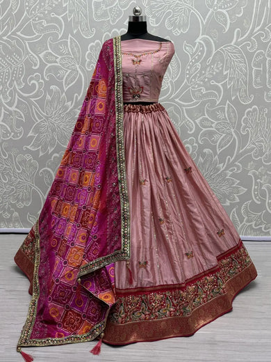 Endearing Mauve Sequins Silk Reception Wear Lehenga Choli With Dupatta - Ethnic Plus In