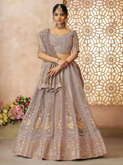 Excellent Lilac Patch Work Tissue Silk Bridesmaid Lehenga Choli - Ethnic Plus In