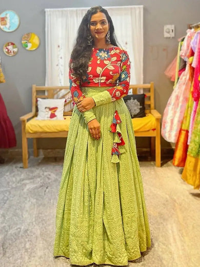 Exquisite Green Sequins Embroidery Georgette Lehenga Choli