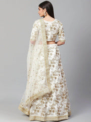 Off-White Semi-Stitched Myntra Lehenga & Unstitched Choli with Dupatta