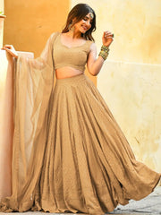 Fabulous Beige Sequins Georgette Festival Wear Lehenga Choli - Ethnic Plus In