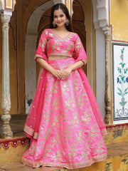 Fabulous Pink Embroidery Silk Engagement Wedding Wear Lehenga Choli - Ethnic Plus In