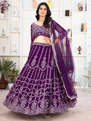 Fabulous Purple Sequins Georgette Engagement Wear Lehenga Choli - Ethnic Plus In