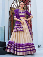 Fantastic Off - White Zari Weaving Chanderi Silk Lehenga With Blouse - Ethnic Plus In