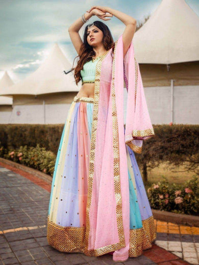 Gorgeous Multi-Color Sequins Georgette Wedding Wear Lehenga Choli