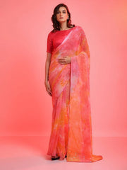 Fascinating Multi-Color Chiffon Sequins Work Party Wear Saree