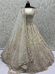Glamorous Cream Daimond Work Bridal Lehenga Choli - Ethnic Plus In