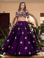 Glorious Purple Vichita Silk Zari Embroidery Wedding Lehenga Choli - Ethnic Plus In