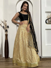 Gorgeous Black Sequins Silk Function Wear Lehenga Choli With Dupatta - Ethnic Plus In
