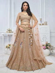 Gorgeous Golden Embroidered Net Wedding Wear Lehenga Choli - Ethnic Plus In