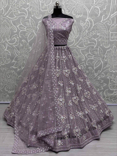 Gorgeous Lavender Sequins Net Bridesmaid Lehenga Choli With Dupatta - Ethnic Plus In