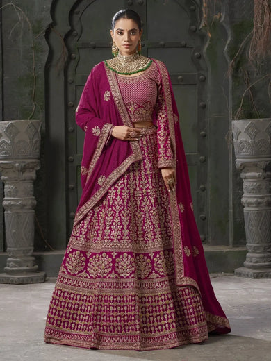 Gorgeous Pink Codding Georgette Bridal Lehenga Choli With Dupatta - Ethnic Plus In