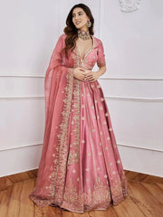 Gorgeous Pink Sequins Art Silk Designer Lehenga Choli With Dupatta - Ethnic Plus In