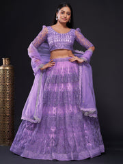 Gorgeous Purple Sequins Net Designer Lehenga Choli With Dupatta - Ethnic Plus In