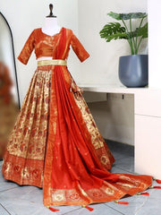 Adorable Beige Zari Weaving Paithani Silk Traditional Lehenga Choli