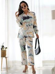 Precious Multi-Color Shibori Printed Satin Event Wear Co-Ord Set