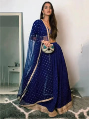 Sweet Blue Georgette Digital Print Lehenga Choli