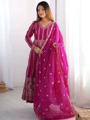 Ravishing Pink Sequins Work Georgette Traditional Anarkali Suit