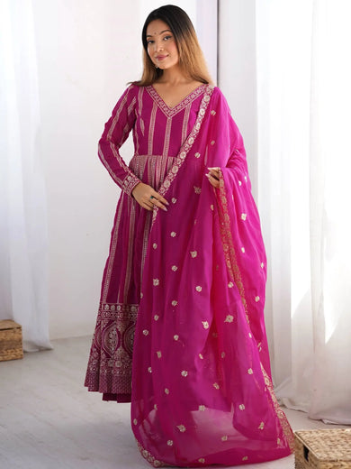 Ravishing Pink Sequins Work Georgette Traditional Anarkali Suit