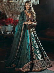 Gorgeous Green Thread Work Silk Wedding Lehenga Choli With Dupatta