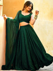 Incredible Green Sequins Georgette Mehendi Wear Lehenga Choli - Ethnic Plus In